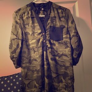Camouflage sheer blouse